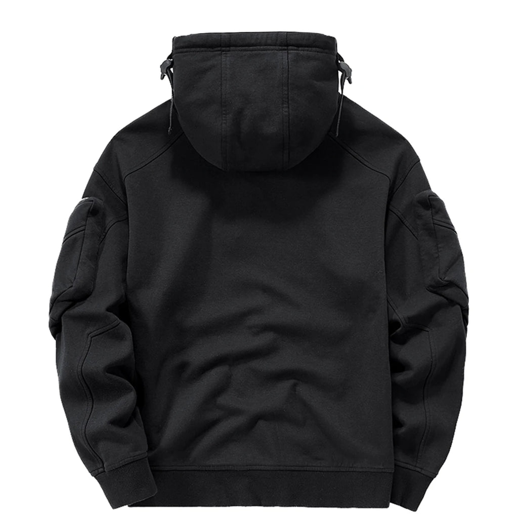 Sudaderas con cremallera para hombre Techwear Dark Souls Cyberpunk con capucha, cuello alto, mascarilla, a prueba de viento, pullovers, tops cargo negro oscuro