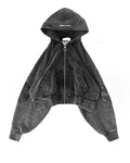 Sudadera con capucha para hombre gótica lavada bordada retro hip-hop Y2k con cremallera, sudadera a la moda de calle, de algodón puro, ropa deportiva para parejas con sobrepeso