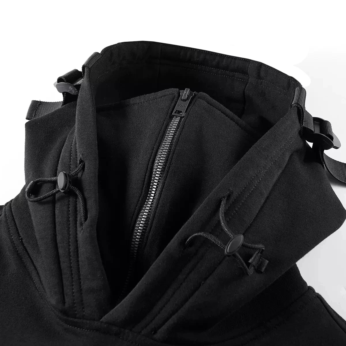 Sudaderas con cremallera para hombre Techwear Dark Souls Cyberpunk con capucha, cuello alto, mascarilla, a prueba de viento, pullovers, tops cargo negro oscuro